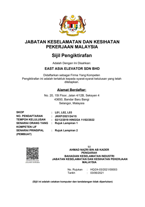 Malaysia JKKP Certification